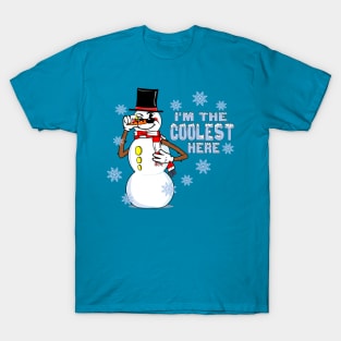 Cool Snowman Funny RubberHose Retro Winter Cartoon T-Shirt